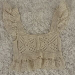 Zara Cream Lace Crop Top